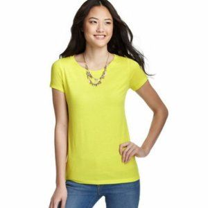 LOFT Yellow Crew Neck Short Slv Banded T Shirt S-L